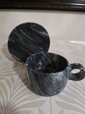 "Hecho En México" Artisan Hand Crafted Marble Cup & Saucer